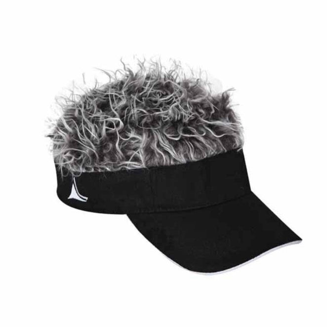 visor hat with hair attached off 53 