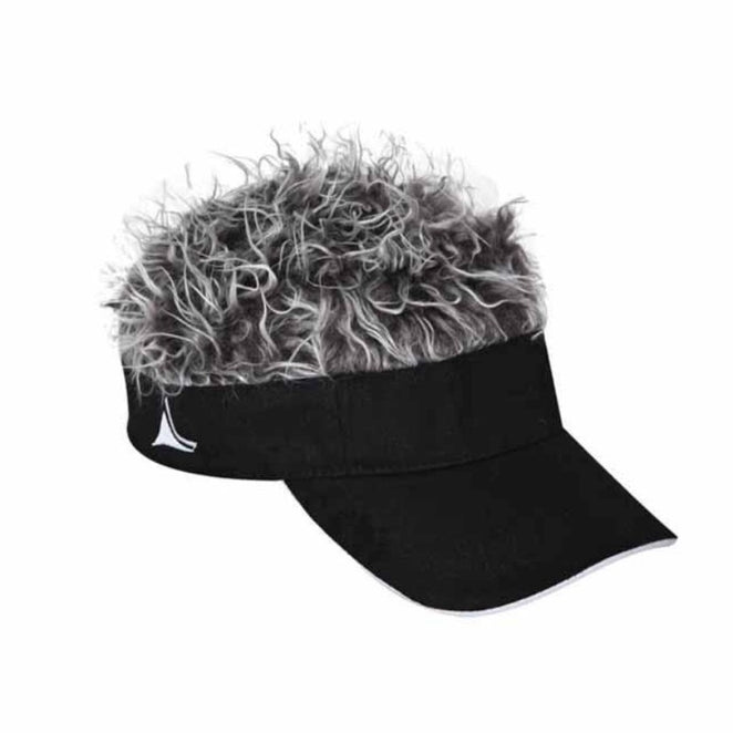 visor hat with hair attached