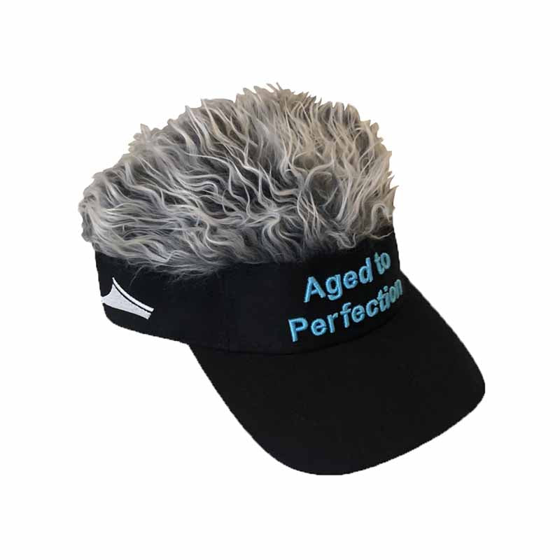 visor hat with hair attached