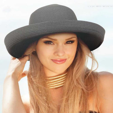 straw hat with turned up brim