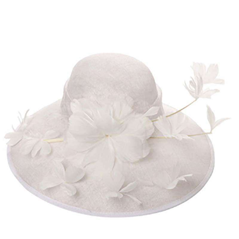 Sinamay Dress Hat with Quill and Butterfly Feathers and Flowers ...