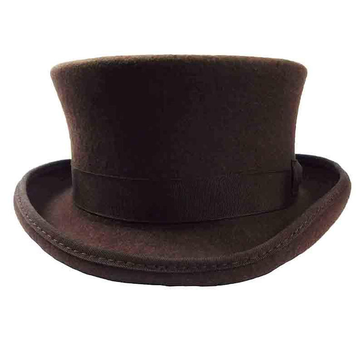 Classic Short Brown Wool Felt Top Hat by JSA for Men — SetarTrading Hats