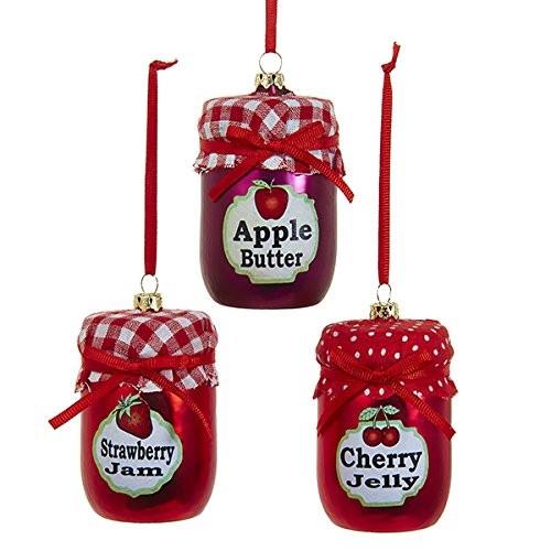 Fruit Jam Jar Glass Ornament Red 3 Inch 3 Piece Homeford Firefly