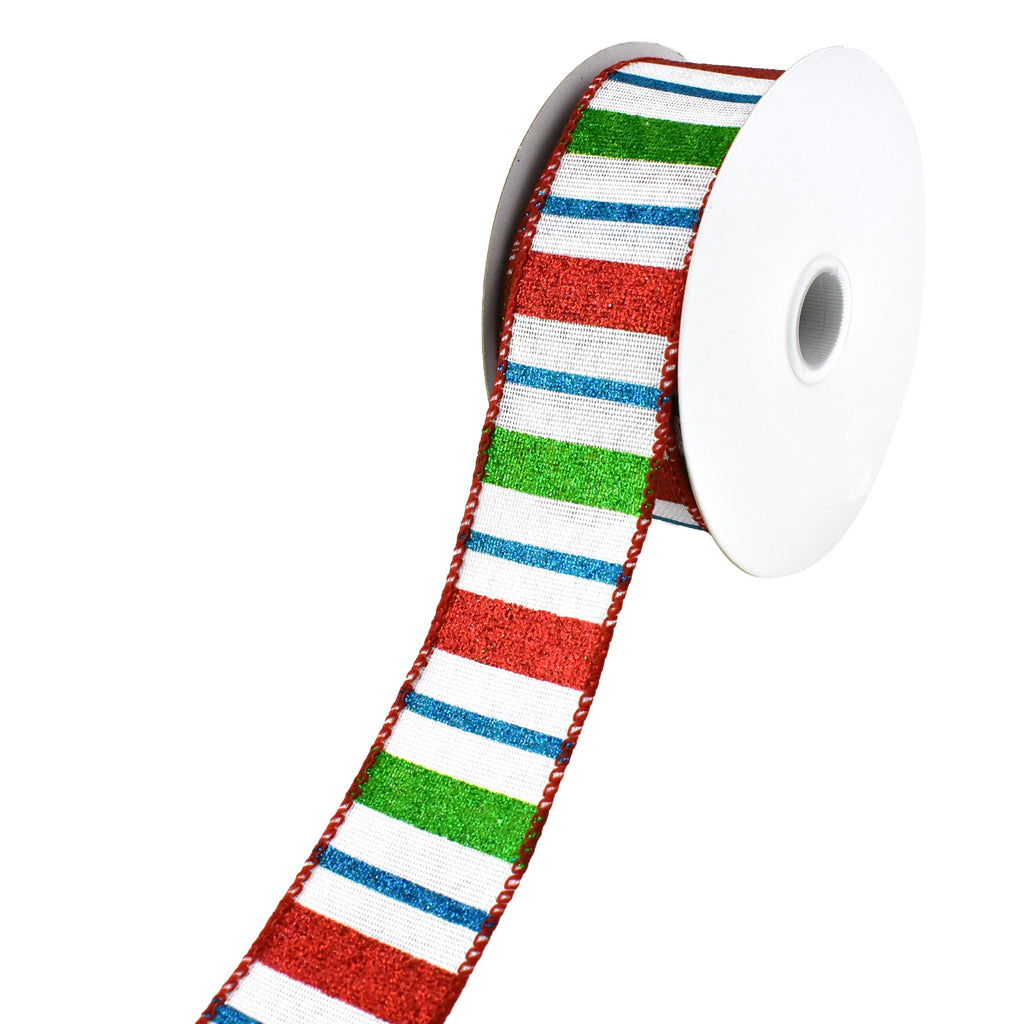 Glittered Christmas Diagonal Stripes Wired Ribbon, 1-1/2-Inch, 10-Yard –  Homeford