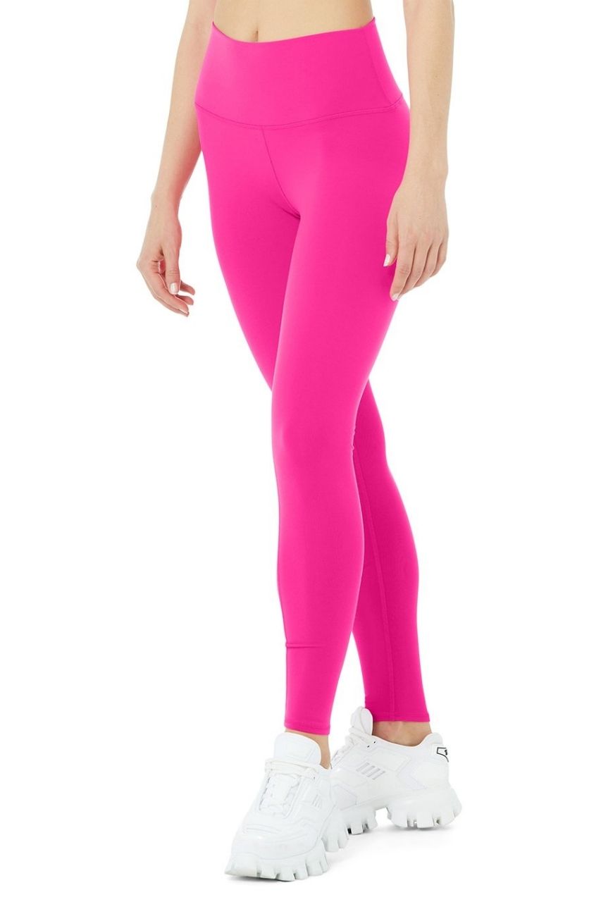 High Waist Airbrush Legging - Neon Pink