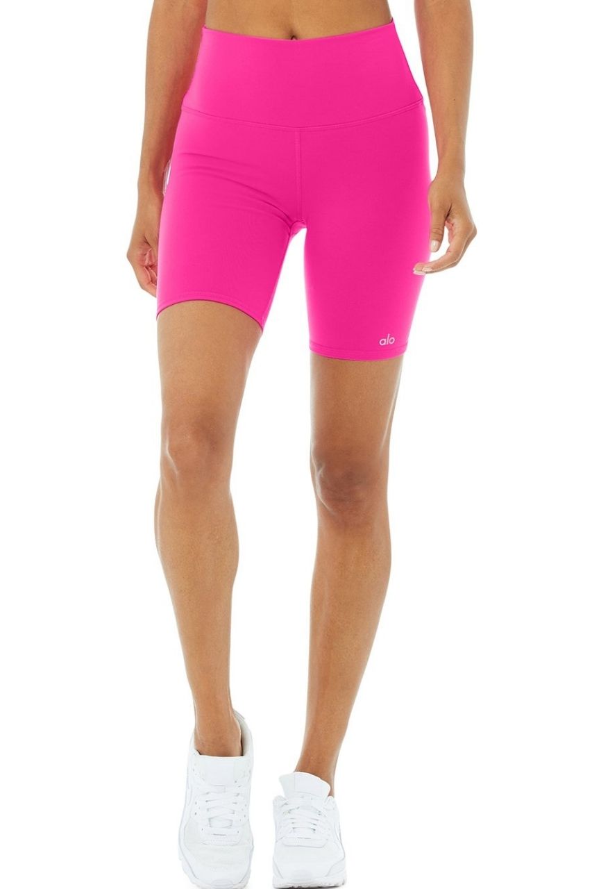 High Waist Biker Short - Neon Pink