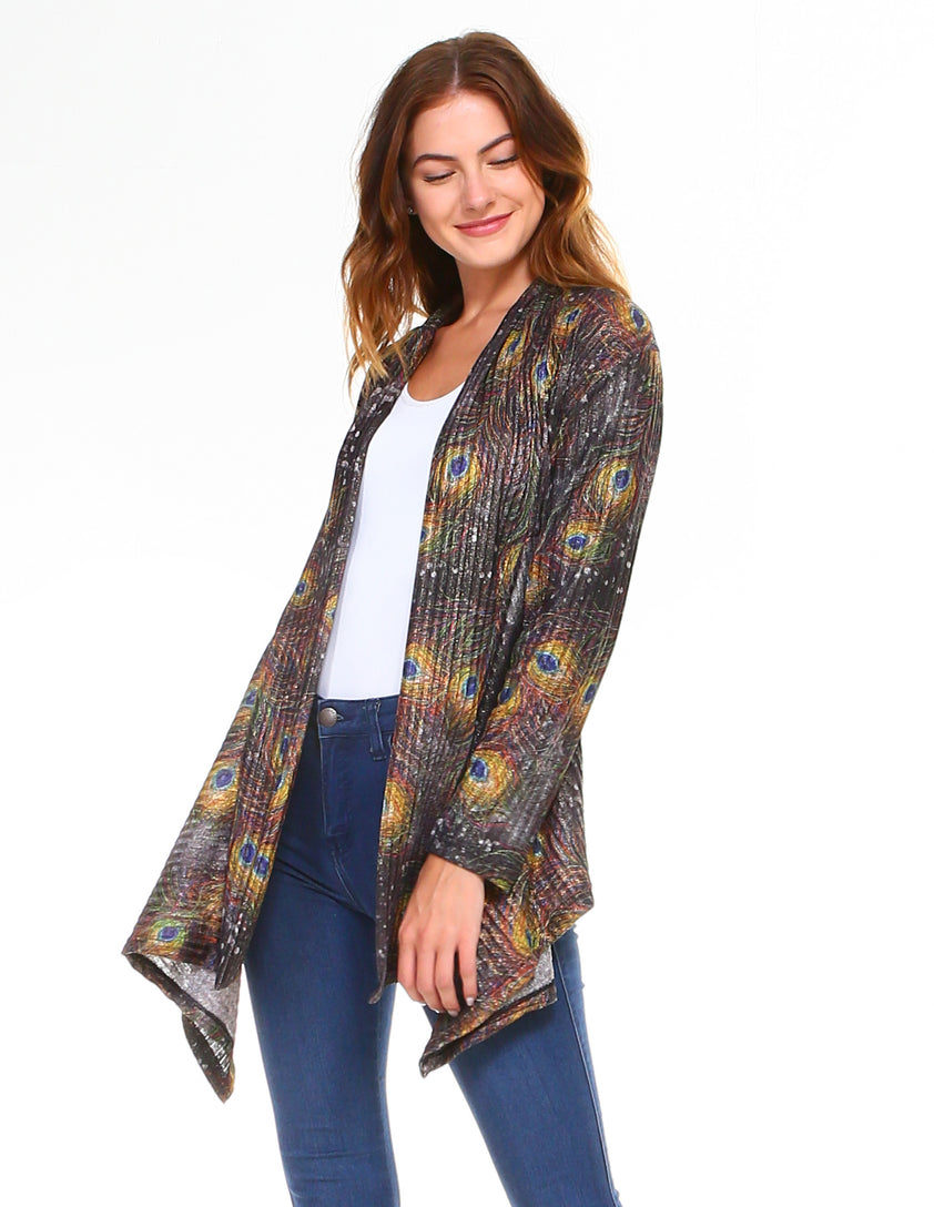 Peacock Feathers Cardigan Black – shopdafe