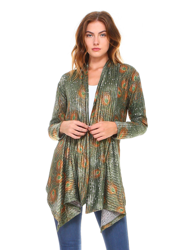 Peacock Feathers Cardigan Green – shopdafe