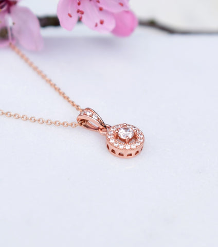 Rose Gold Cubic Zirconia Pendant Necklace, Katherine Swaine