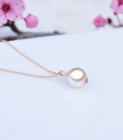 Rose Gold Pearl Pendant Necklace, Katherine Swaine