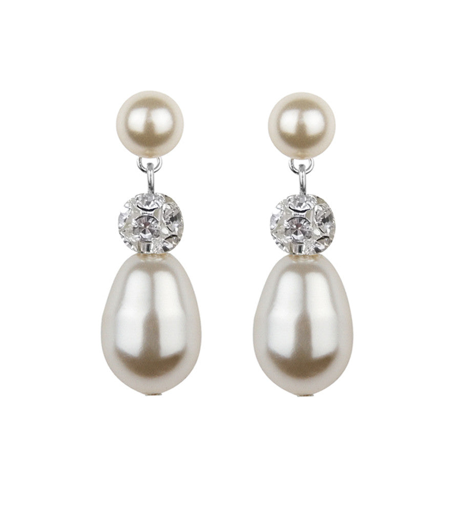 Diamante And Pearl Drop Earrings – Katherine Swaine