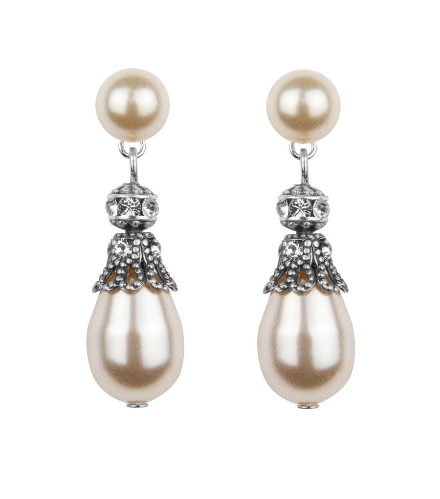 Bridal Earrings | Rhinestone Embellished Pearl Drop Earrings ...