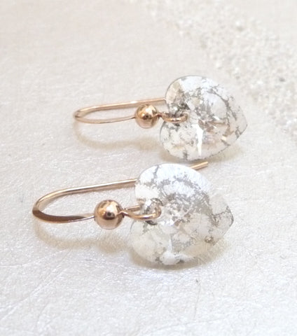 KATHERINE SWAINE, ROSE GOLD CRYSTAL HEART EARRINGS