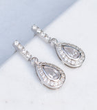 Silver Pear Shaped Pave Drop Earrings - Katherine Swaine