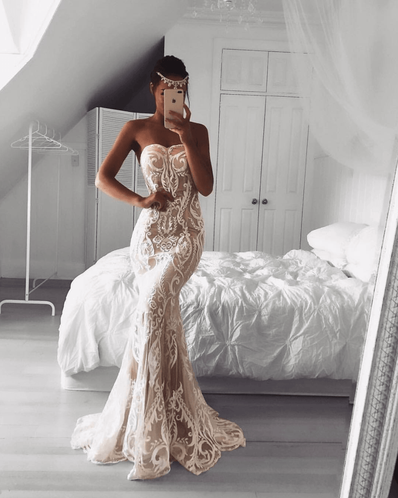 evening gowns for flat chested