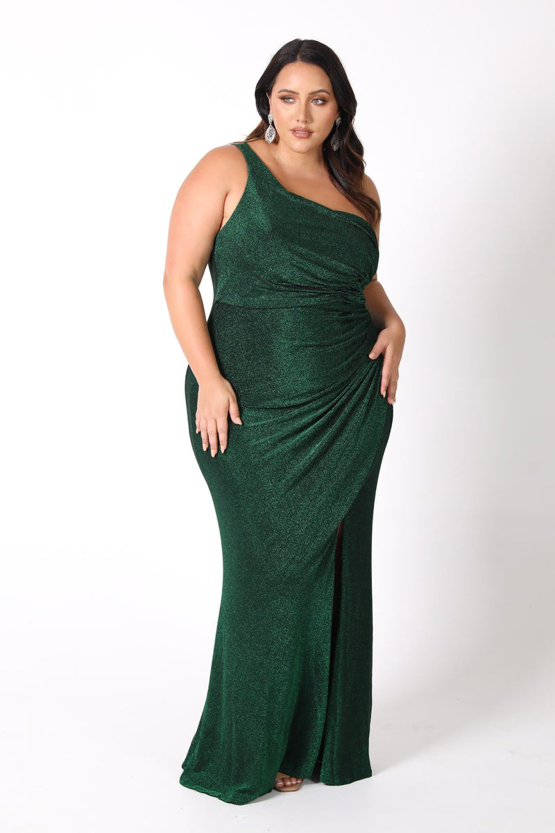 CALI One Shoulder Maxi Dress - Shimmer Green – Noodz Boutique