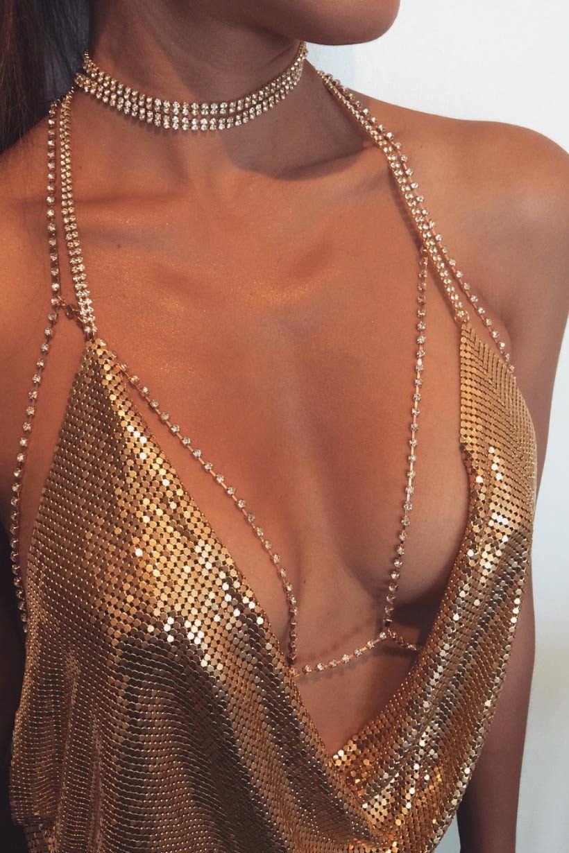 gold body dress