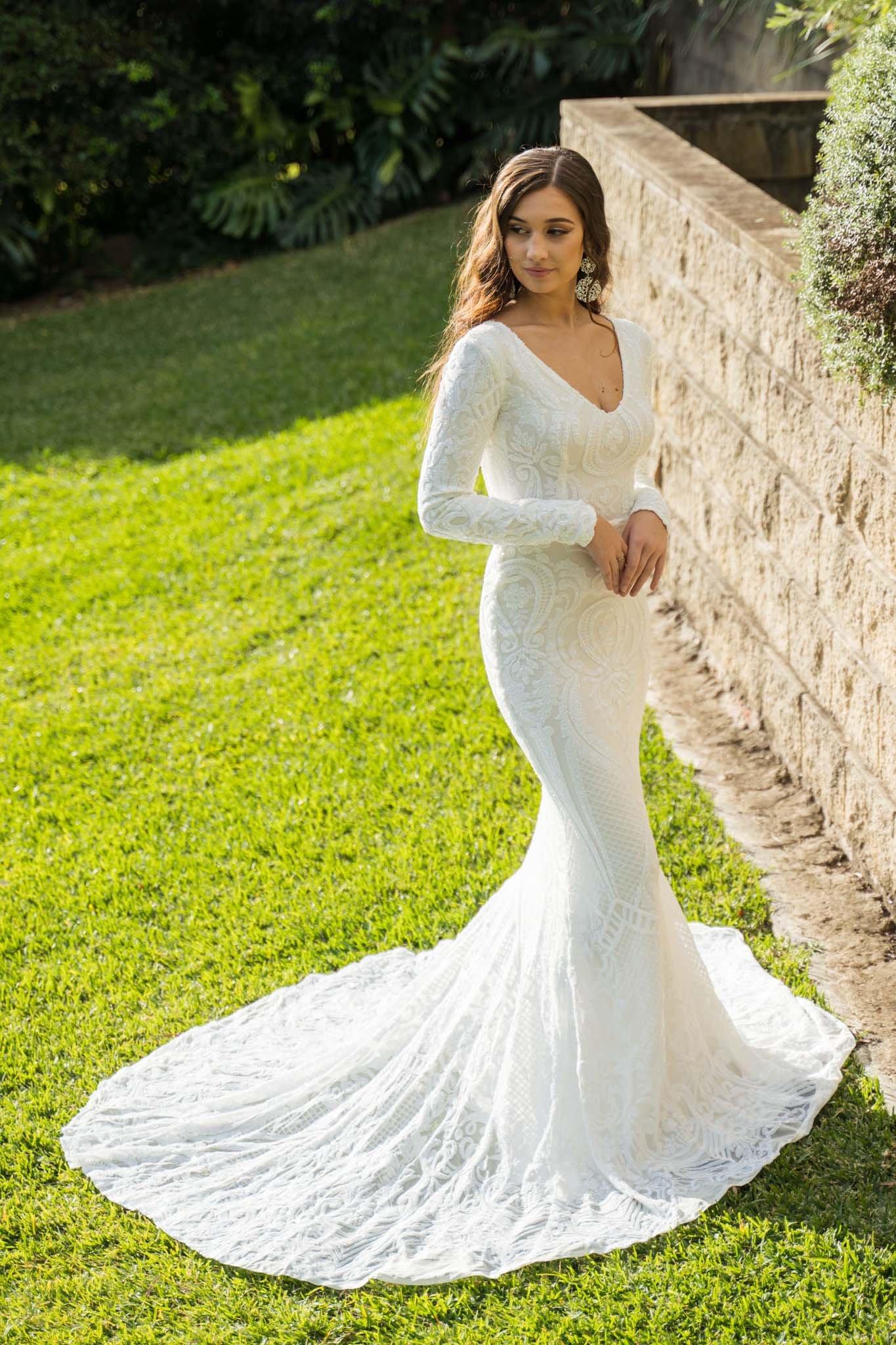 long white sequin gown