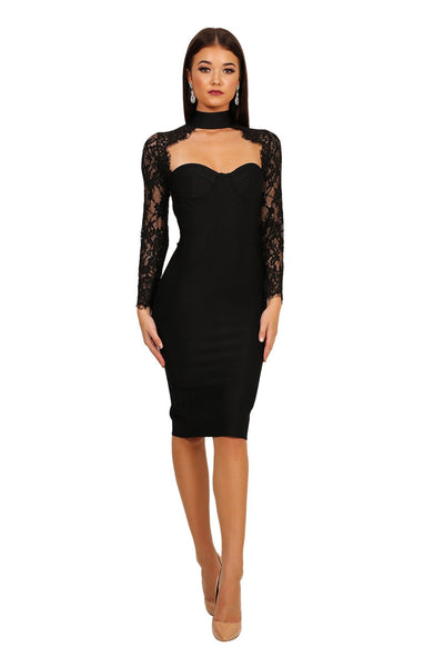 black long sleeve semi formal dress