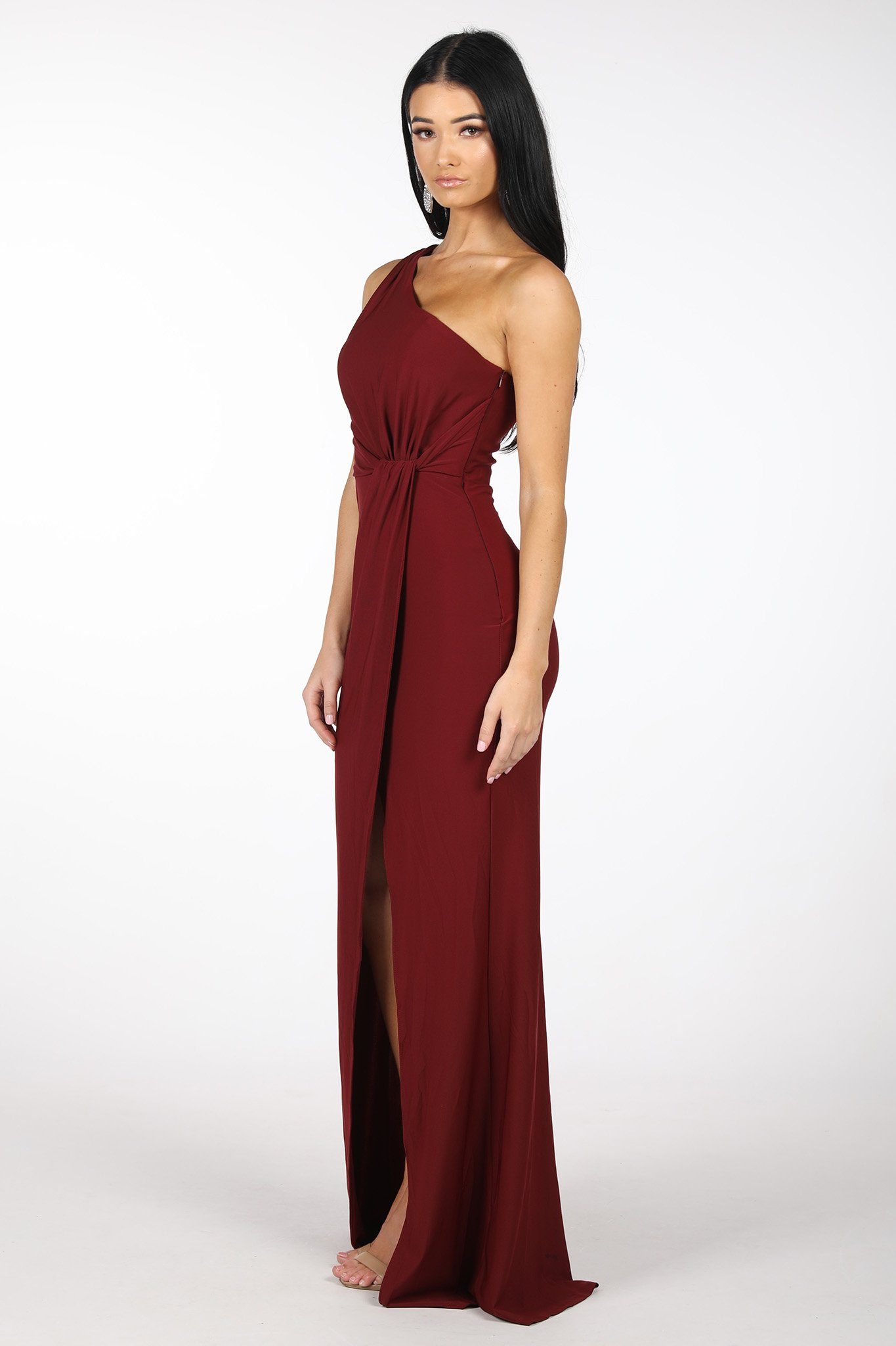 NELIA One Shoulder Maxi Column Dress - Wine | Noodz Boutique
