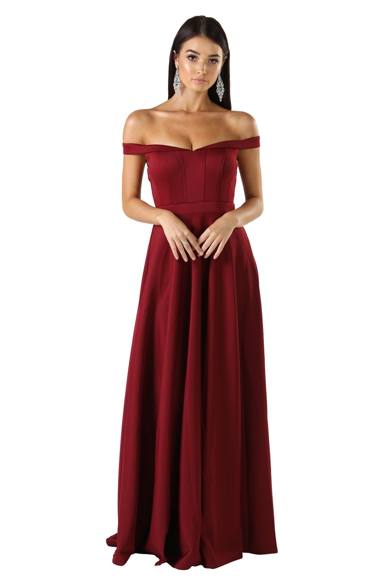 down shoulder gown