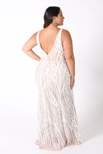 Sapphira Sequin Gown - White & Beige – Noodz Boutique