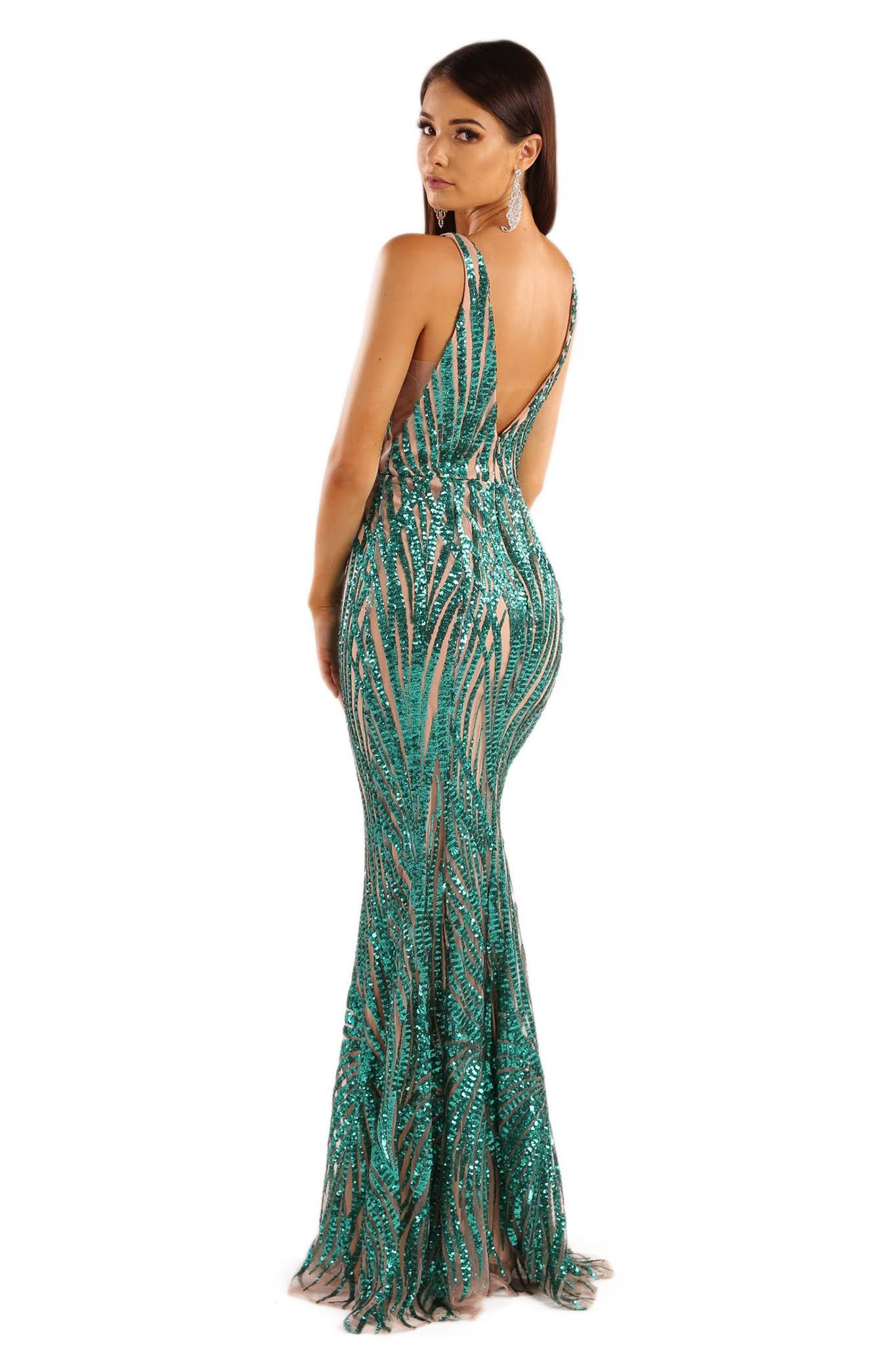 Sapphira Sequin Gown - Emerald Green | Noodz Boutique