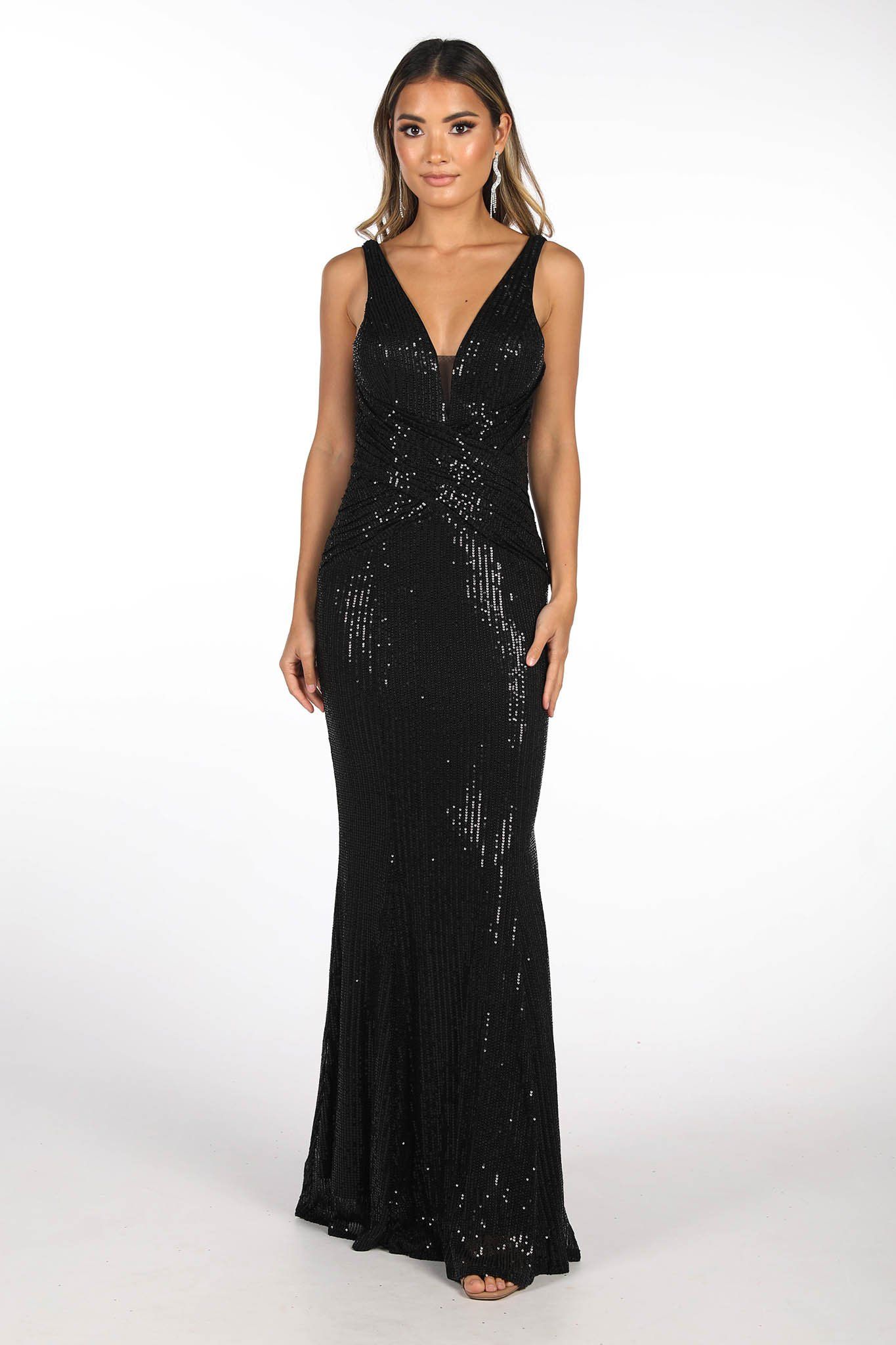 Sierra Sequin Gown in Black | Noodz Boutique