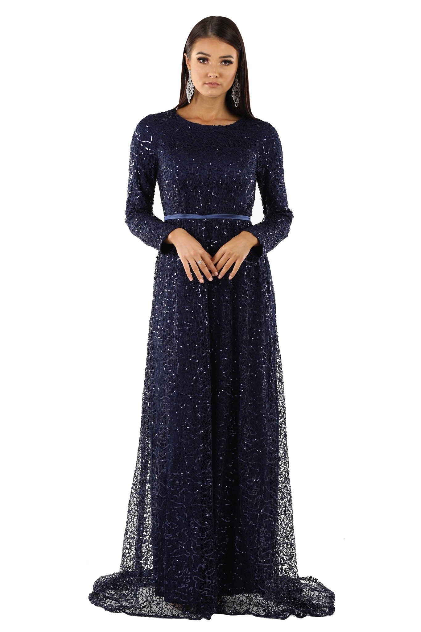 Virginia Long Sleeve Gown - Navy | Noodz Boutique