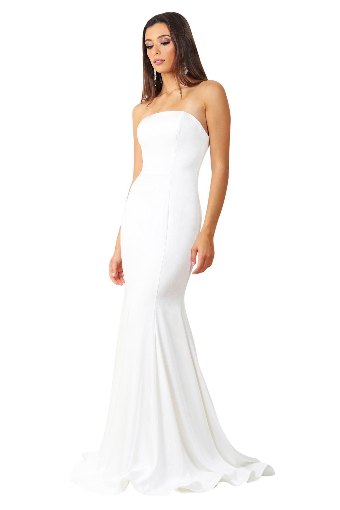 white crepe evening gown