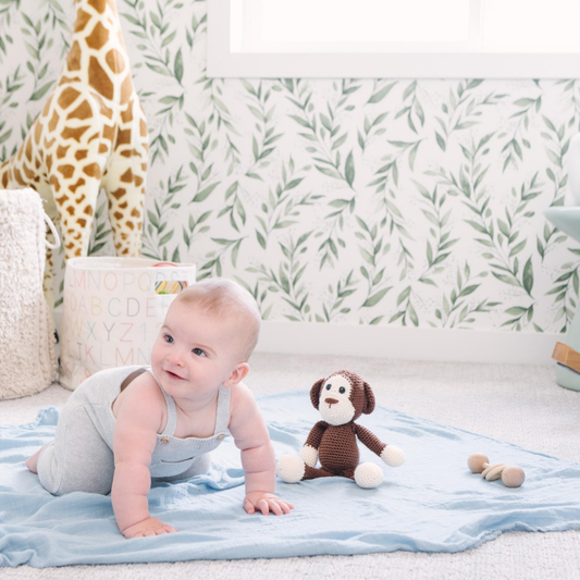 Bamboo Muslin Swaddle - Tan Checkerboard