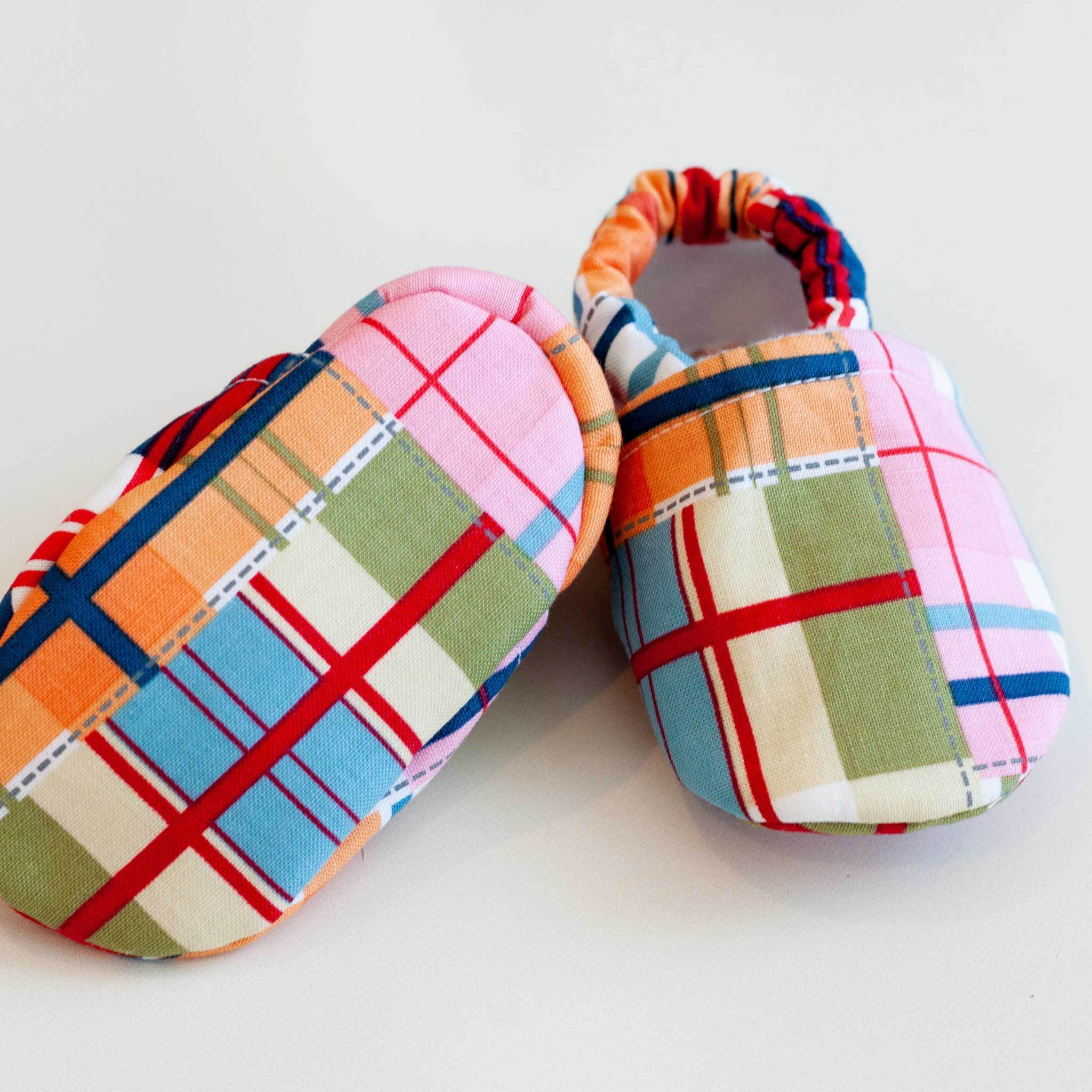 plaid baby booties
