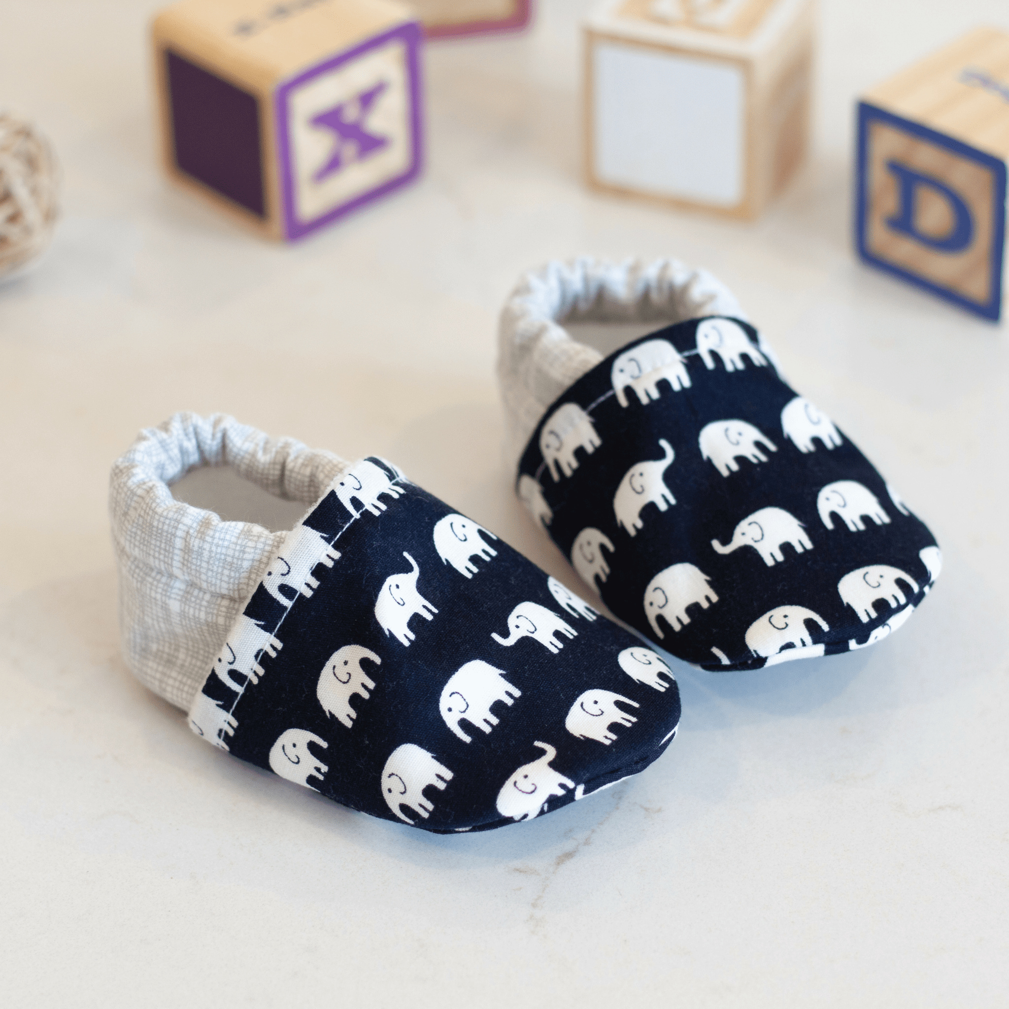 navy baby booties