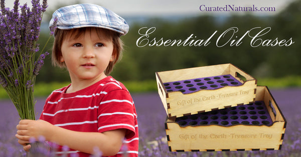 boy with lavender bouquet essential oil trays