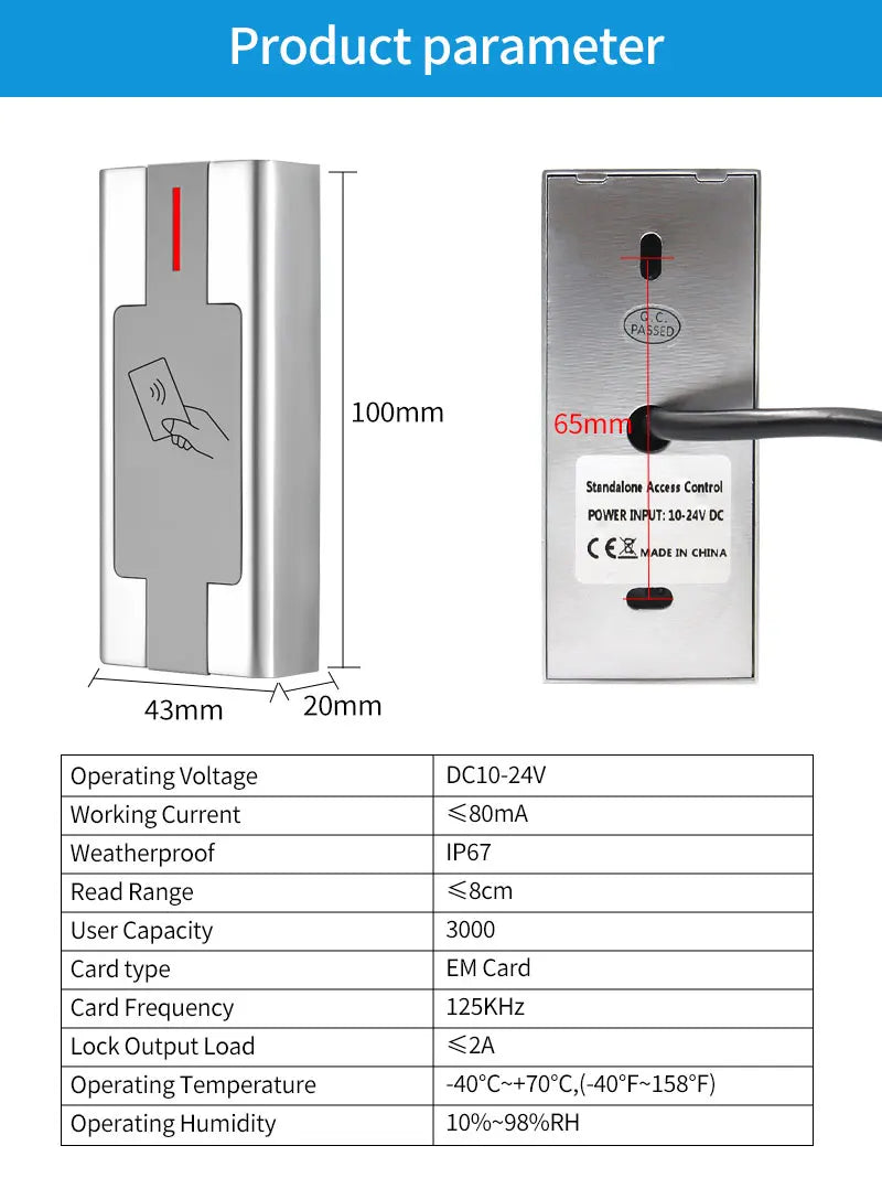 Access Control Keypad RFID | Zinc Alloy, 3000 Users - P12 Hub Europe