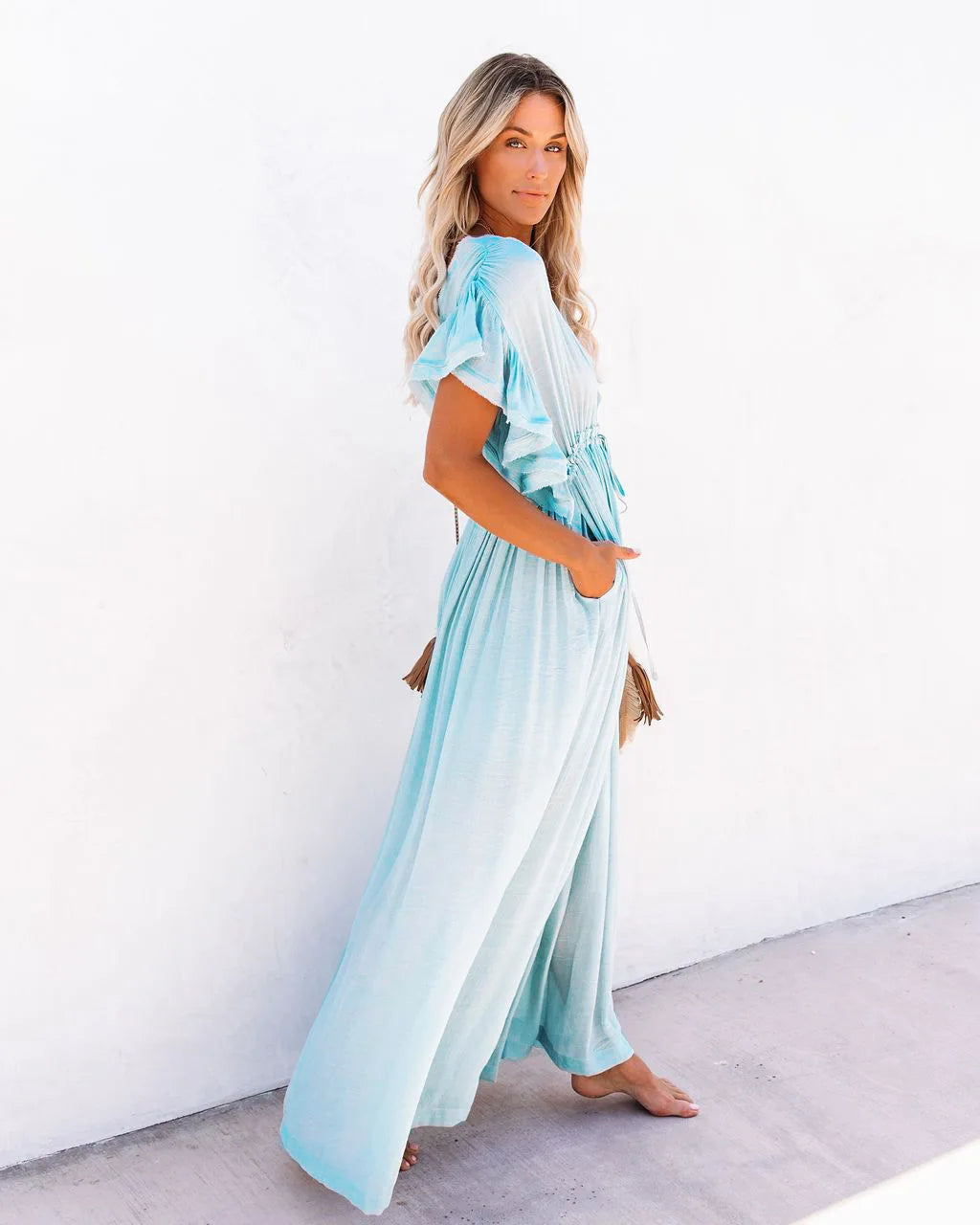 Long Bikini Cover Up V-Neck Kimono Beach Dress - P12 Hub Europe