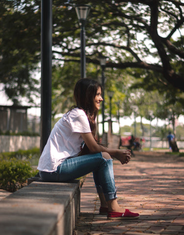 Skinny jeans with flats