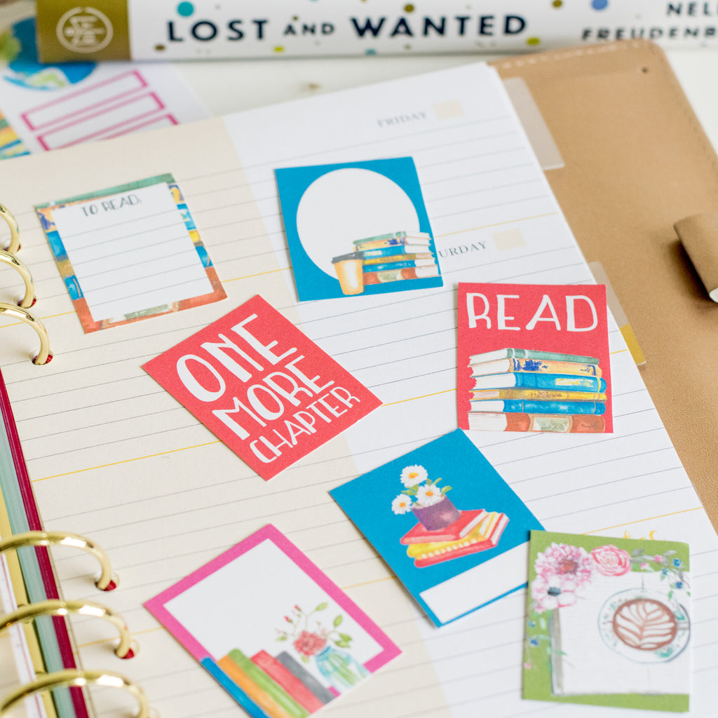 printable book lover planner stickers carrie elle