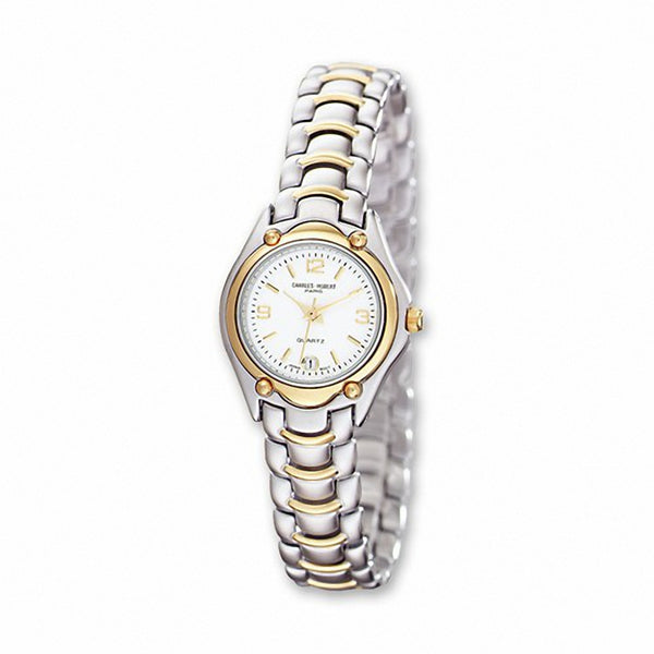 Charles Hubert Paris: Womens White Dial Two-Tone Brass Wrist Watch 663 ...