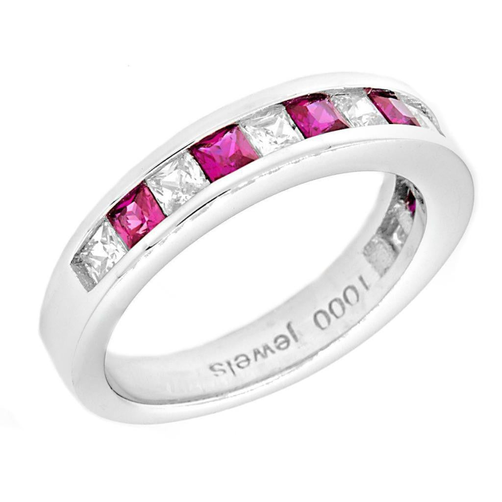 Olicia B: 2.21ct Princess cut created Ruby Semi-Eternity Wedding Band ...