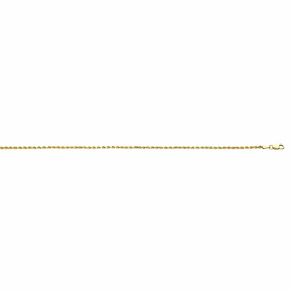 2.1mm Diamond-Cut Solid Rope Chain 14K Yellow Gold, 20 Inches ...