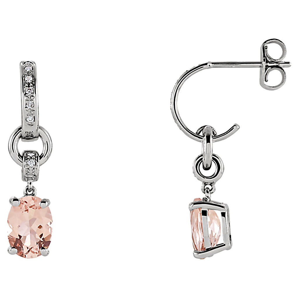 14k White Gold Genuine Morganite And Diamond Drop J Post Earrings Trustmark Jewelers