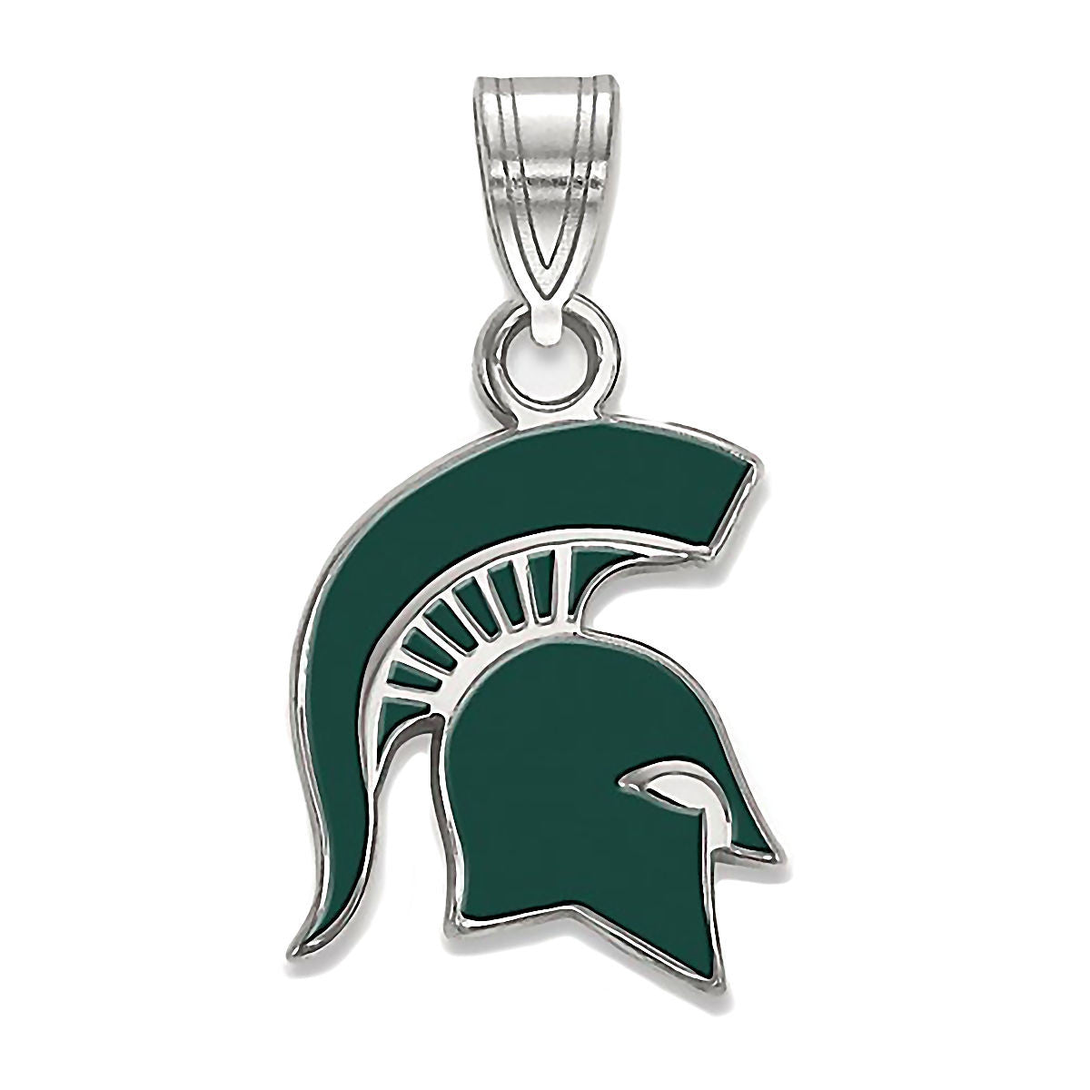 Michigan State University 925 Silver Enamel Spartan Pendant Officially Trustmark Jewelers