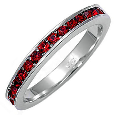 Giselle: Stackable Garnet Ice CZ Birthstone Eternity Band Ring ...