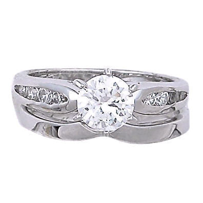 Beverly 1 24ct Ice On Fire Cz V Notched Wedding Ring Set Trustmark Jewelers