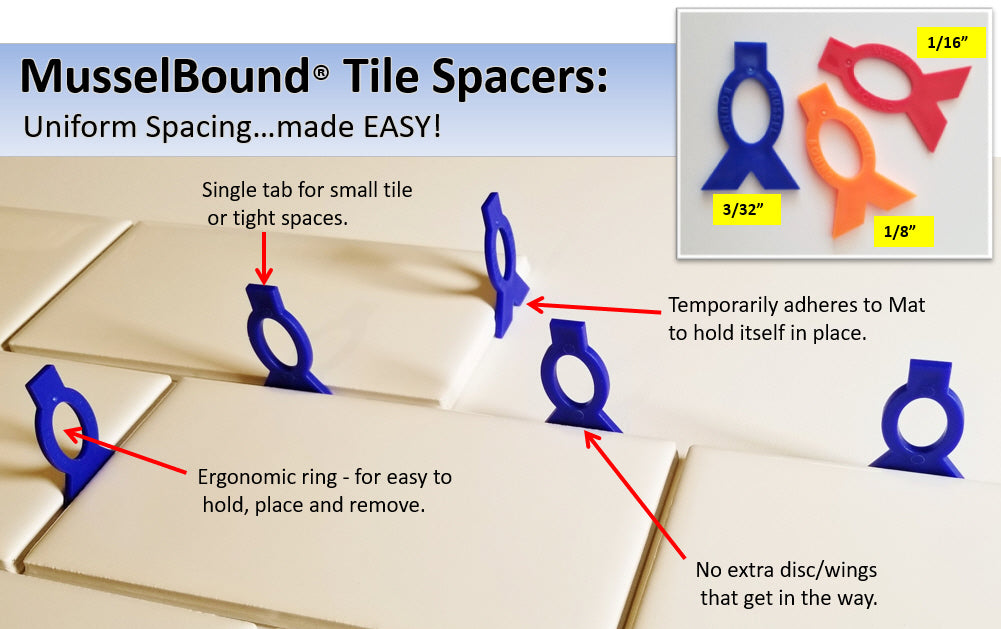 MusselBound Tile Spacer Kit - MusselBound Adhesive Tile Mat