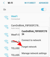 Remove Blink WiFi from known networks