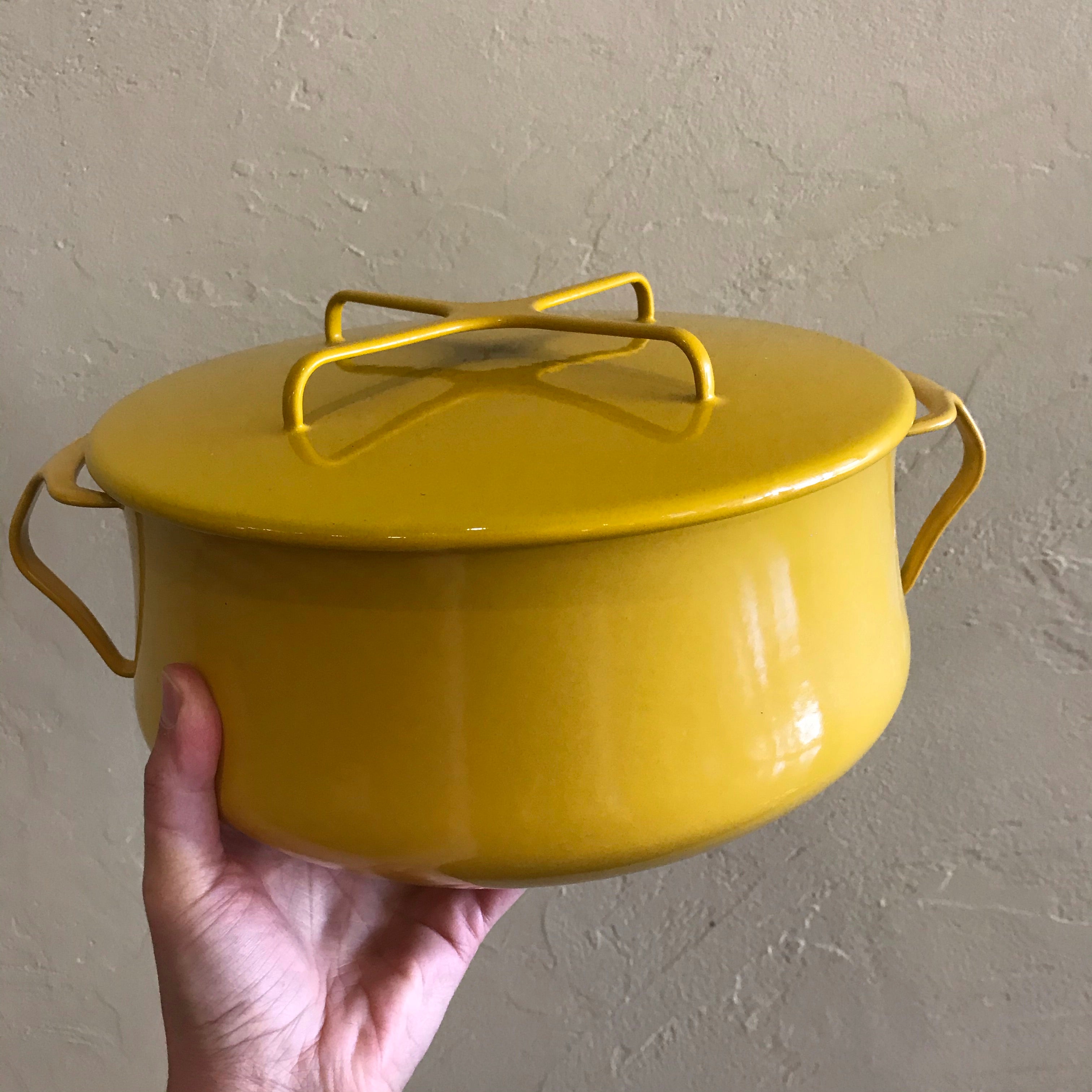 Vintage Dansk Yellow Enamel Kobenstyle Pot With Lid