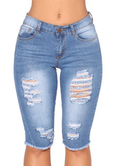 ripped bermuda jean shorts