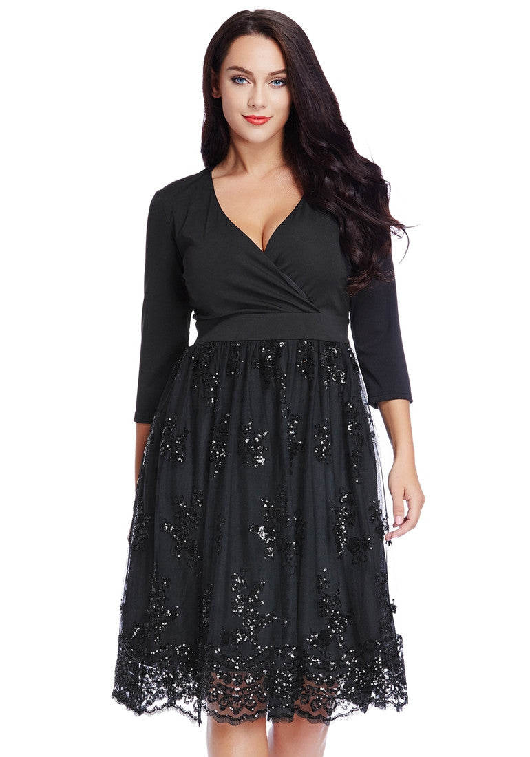 plus size sequin mesh dress